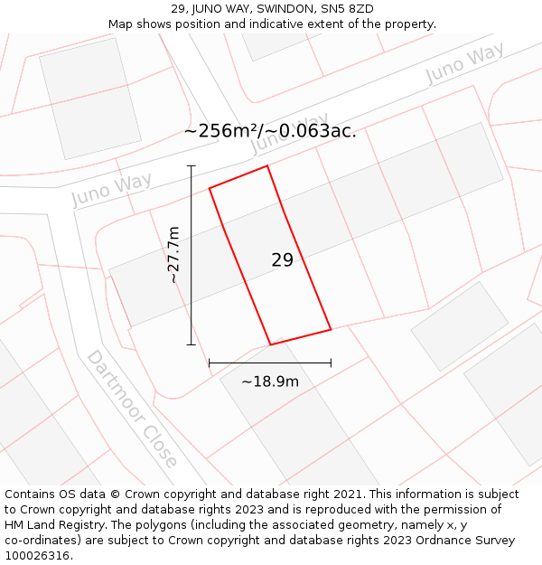 29, JUNO WAY, SWINDON, SN5 8ZD: Plot and title map