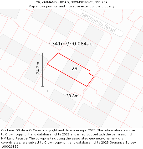 29, KATMANDU ROAD, BROMSGROVE, B60 2SP: Plot and title map