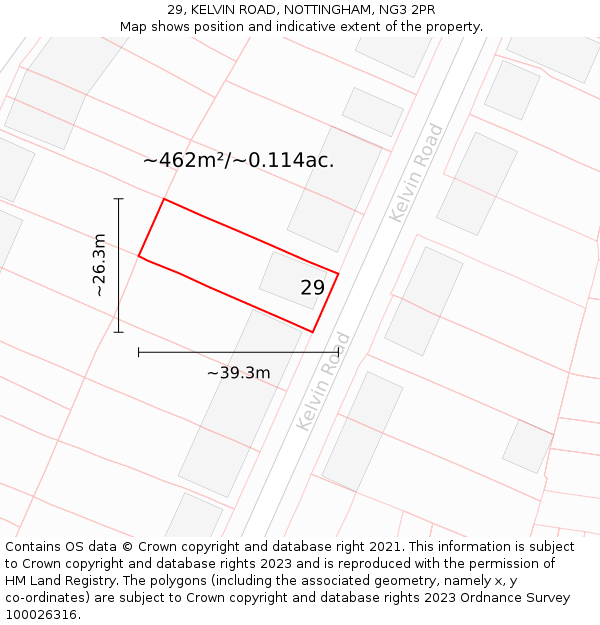 29, KELVIN ROAD, NOTTINGHAM, NG3 2PR: Plot and title map