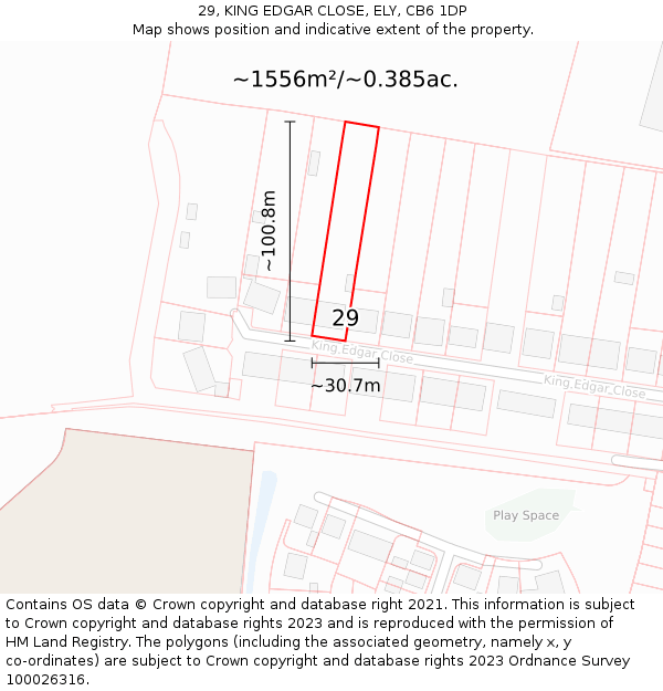 29, KING EDGAR CLOSE, ELY, CB6 1DP: Plot and title map