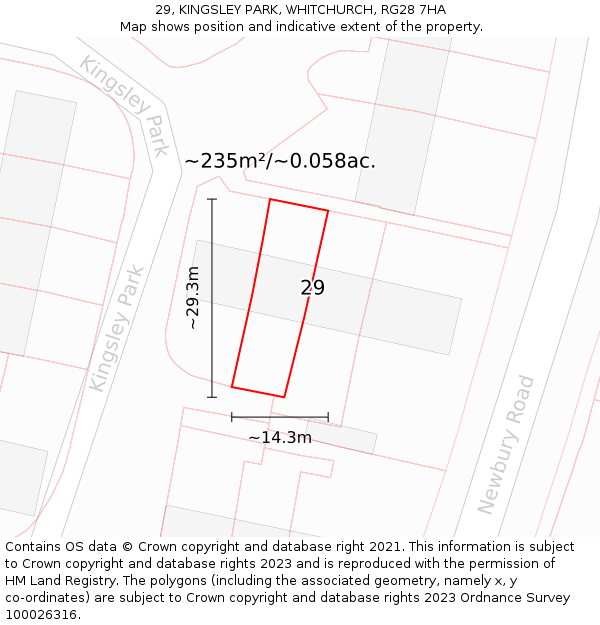 29, KINGSLEY PARK, WHITCHURCH, RG28 7HA: Plot and title map