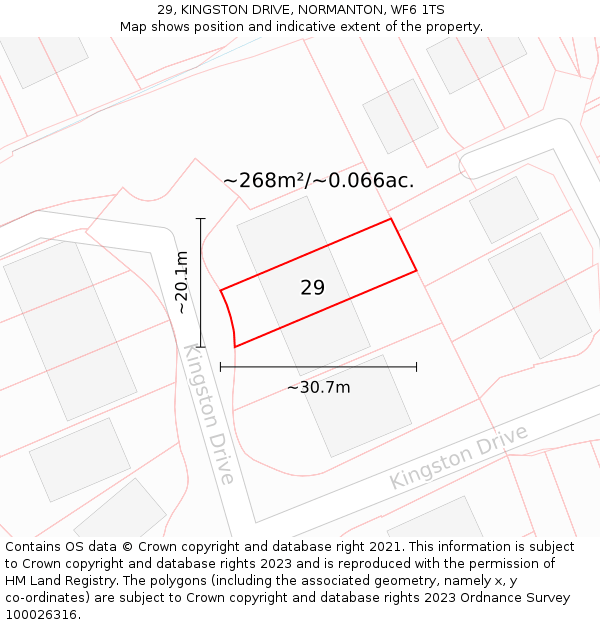 29, KINGSTON DRIVE, NORMANTON, WF6 1TS: Plot and title map