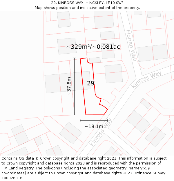 29, KINROSS WAY, HINCKLEY, LE10 0WF: Plot and title map