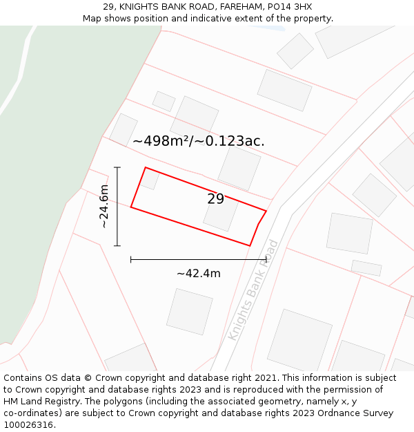 29, KNIGHTS BANK ROAD, FAREHAM, PO14 3HX: Plot and title map