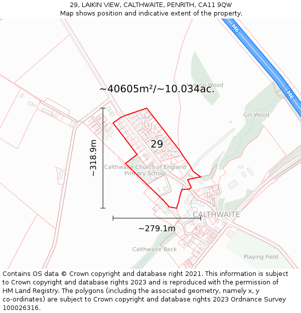 29, LAIKIN VIEW, CALTHWAITE, PENRITH, CA11 9QW: Plot and title map