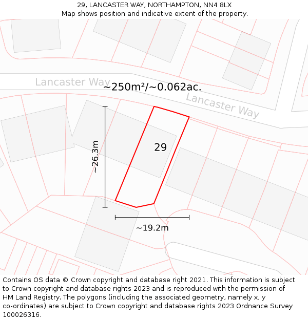 29, LANCASTER WAY, NORTHAMPTON, NN4 8LX: Plot and title map