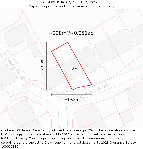 29, LAPWING ROAD, DRIFFIELD, YO25 5LF: Plot and title map