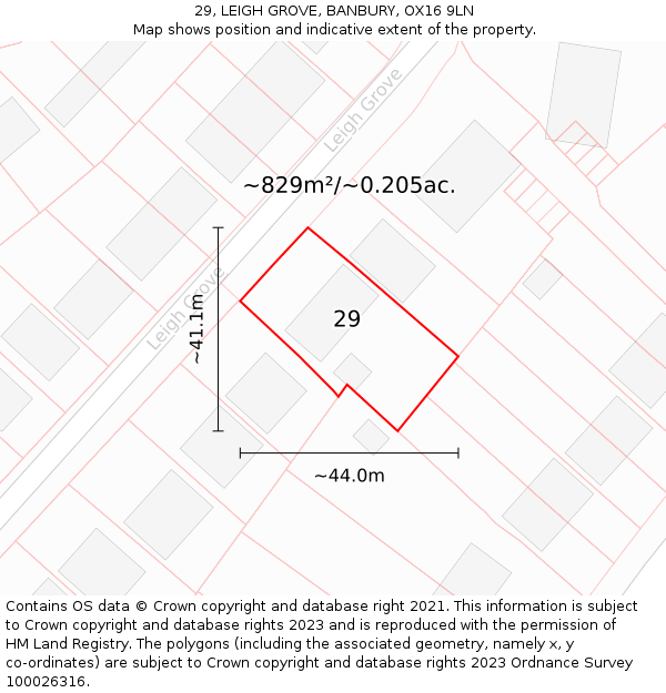 29, LEIGH GROVE, BANBURY, OX16 9LN: Plot and title map