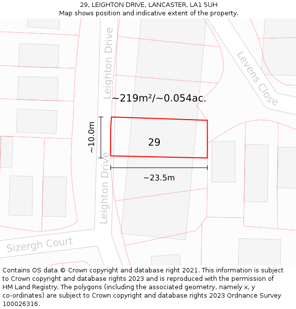 29, LEIGHTON DRIVE, LANCASTER, LA1 5UH: Plot and title map