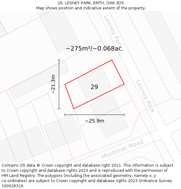 29, LESNEY PARK, ERITH, DA8 3DS: Plot and title map