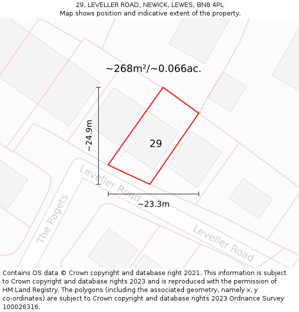29, LEVELLER ROAD, NEWICK, LEWES, BN8 4PL: Plot and title map