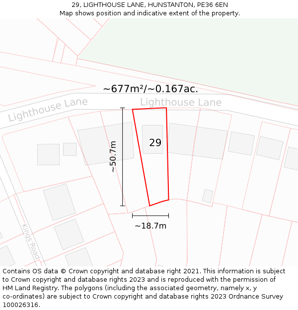 29, LIGHTHOUSE LANE, HUNSTANTON, PE36 6EN: Plot and title map