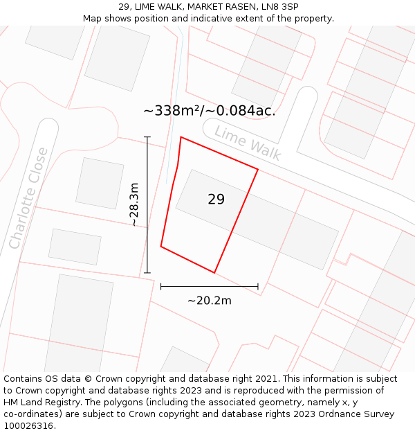 29, LIME WALK, MARKET RASEN, LN8 3SP: Plot and title map