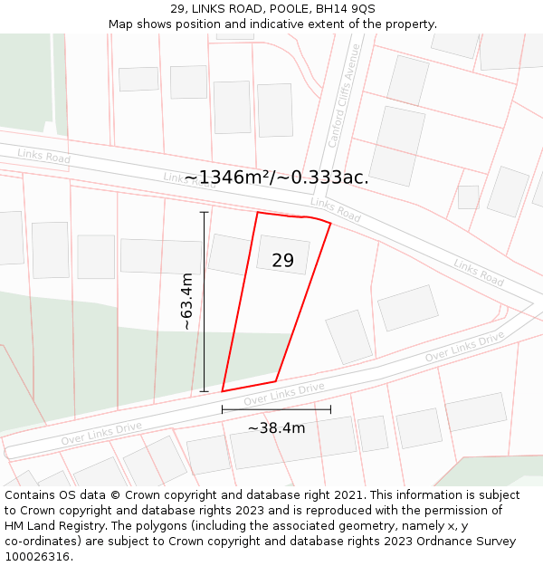 29, LINKS ROAD, POOLE, BH14 9QS: Plot and title map