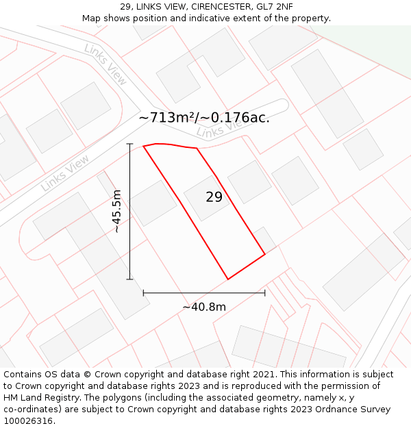 29, LINKS VIEW, CIRENCESTER, GL7 2NF: Plot and title map