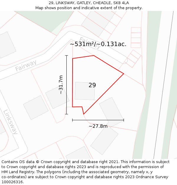 29, LINKSWAY, GATLEY, CHEADLE, SK8 4LA: Plot and title map
