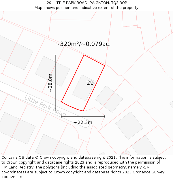 29, LITTLE PARK ROAD, PAIGNTON, TQ3 3QP: Plot and title map