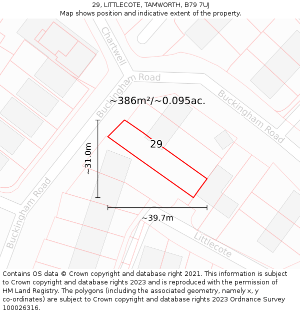 29, LITTLECOTE, TAMWORTH, B79 7UJ: Plot and title map