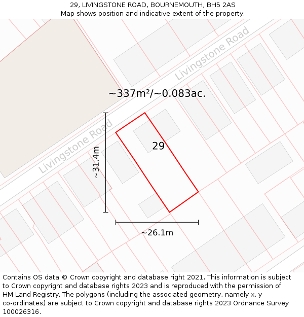 29, LIVINGSTONE ROAD, BOURNEMOUTH, BH5 2AS: Plot and title map