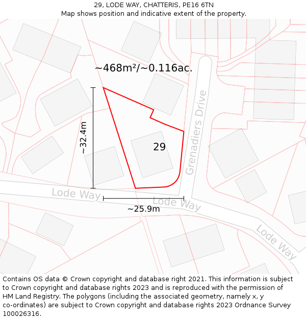 29, LODE WAY, CHATTERIS, PE16 6TN: Plot and title map