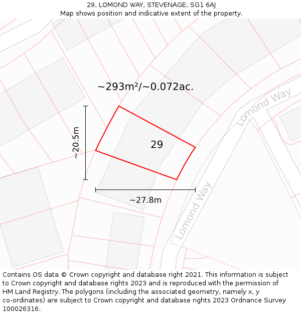 29, LOMOND WAY, STEVENAGE, SG1 6AJ: Plot and title map