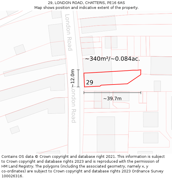 29, LONDON ROAD, CHATTERIS, PE16 6AS: Plot and title map