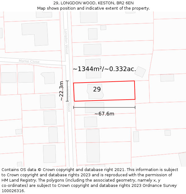 29, LONGDON WOOD, KESTON, BR2 6EN: Plot and title map
