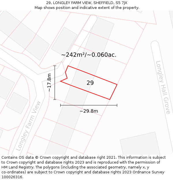 29, LONGLEY FARM VIEW, SHEFFIELD, S5 7JX: Plot and title map