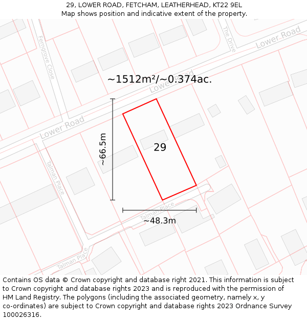 29, LOWER ROAD, FETCHAM, LEATHERHEAD, KT22 9EL: Plot and title map
