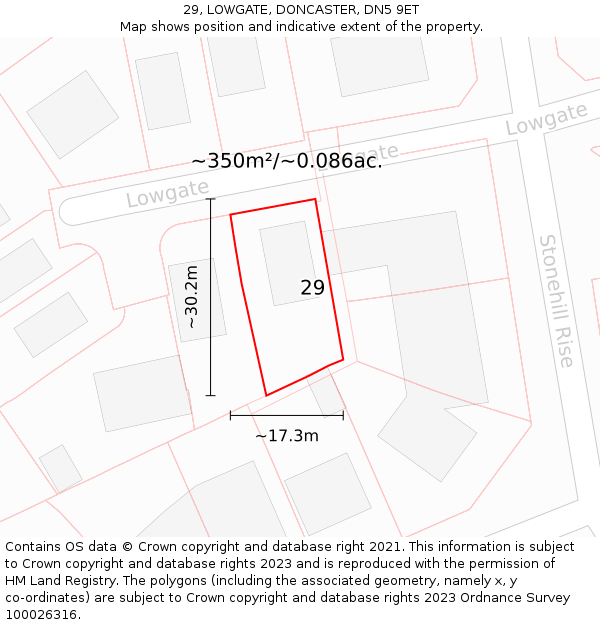 29, LOWGATE, DONCASTER, DN5 9ET: Plot and title map