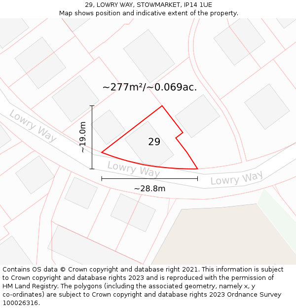 29, LOWRY WAY, STOWMARKET, IP14 1UE: Plot and title map