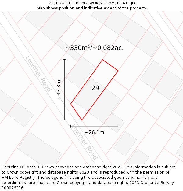 29, LOWTHER ROAD, WOKINGHAM, RG41 1JB: Plot and title map