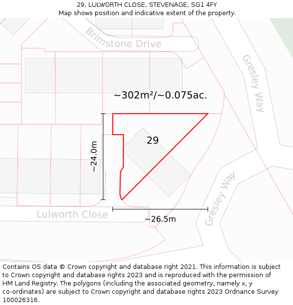 29, LULWORTH CLOSE, STEVENAGE, SG1 4FY: Plot and title map