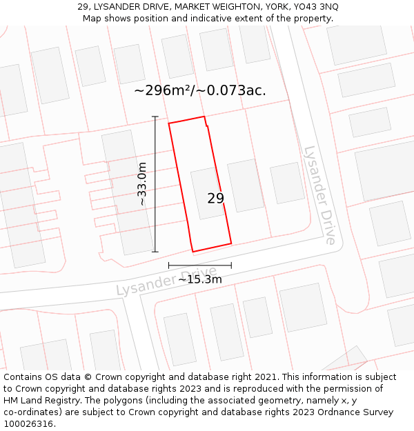 29, LYSANDER DRIVE, MARKET WEIGHTON, YORK, YO43 3NQ: Plot and title map