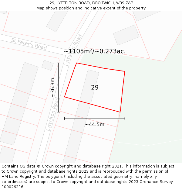 29, LYTTELTON ROAD, DROITWICH, WR9 7AB: Plot and title map