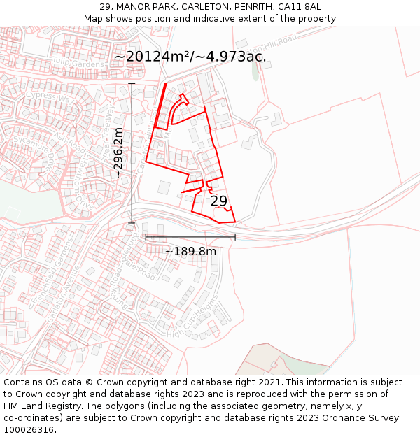 29, MANOR PARK, CARLETON, PENRITH, CA11 8AL: Plot and title map