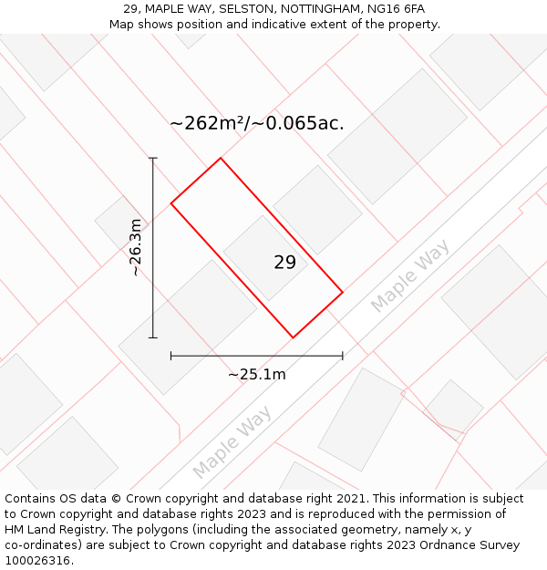 29, MAPLE WAY, SELSTON, NOTTINGHAM, NG16 6FA: Plot and title map