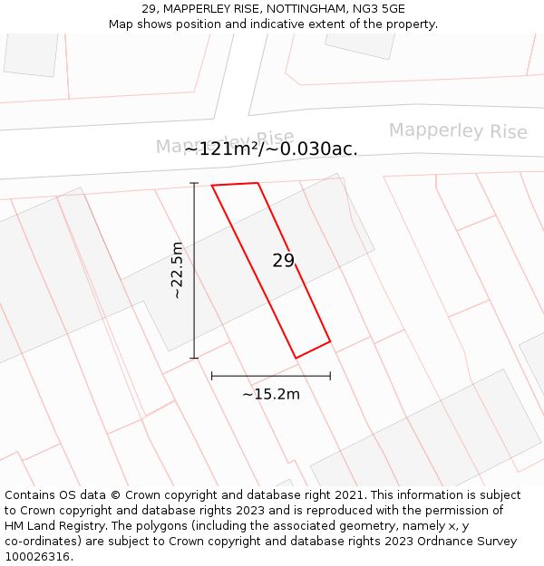 29, MAPPERLEY RISE, NOTTINGHAM, NG3 5GE: Plot and title map