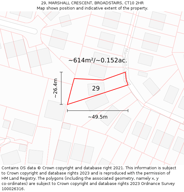 29, MARSHALL CRESCENT, BROADSTAIRS, CT10 2HR: Plot and title map