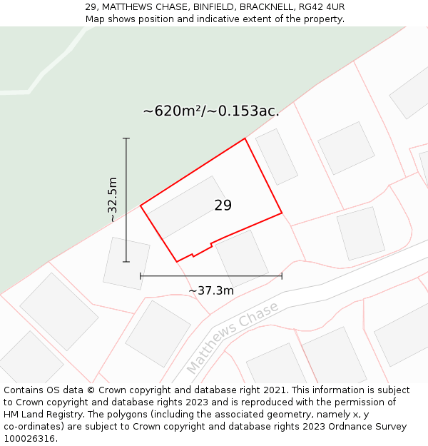 29, MATTHEWS CHASE, BINFIELD, BRACKNELL, RG42 4UR: Plot and title map