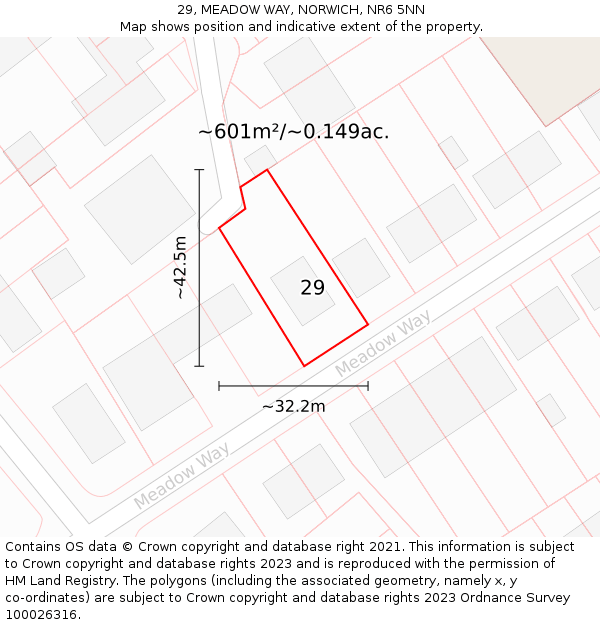 29, MEADOW WAY, NORWICH, NR6 5NN: Plot and title map