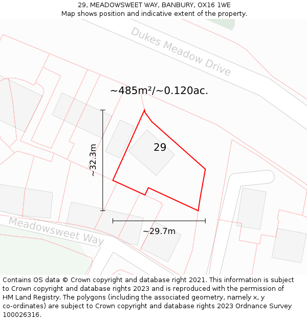 29, MEADOWSWEET WAY, BANBURY, OX16 1WE: Plot and title map