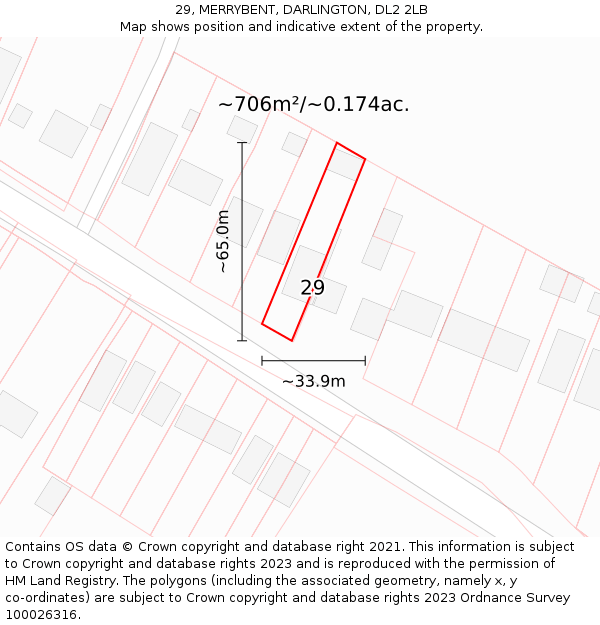 29, MERRYBENT, DARLINGTON, DL2 2LB: Plot and title map