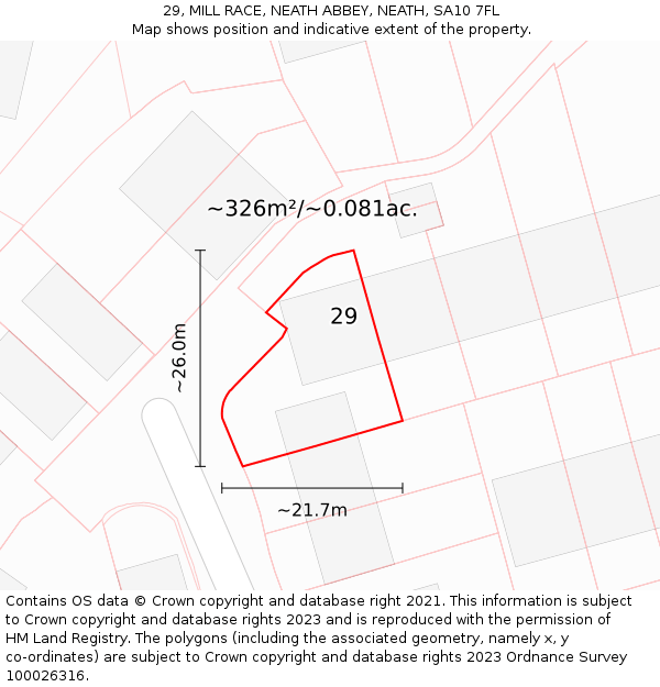 29, MILL RACE, NEATH ABBEY, NEATH, SA10 7FL: Plot and title map
