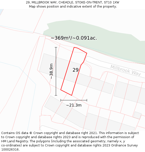 29, MILLBROOK WAY, CHEADLE, STOKE-ON-TRENT, ST10 1XW: Plot and title map