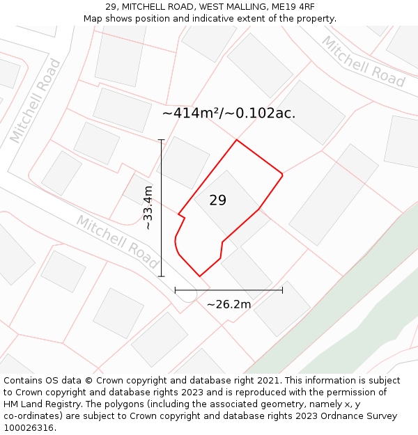 29, MITCHELL ROAD, WEST MALLING, ME19 4RF: Plot and title map
