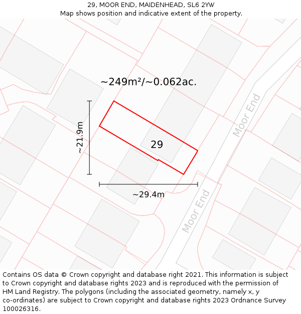 29, MOOR END, MAIDENHEAD, SL6 2YW: Plot and title map