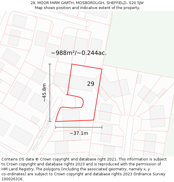 29, MOOR FARM GARTH, MOSBOROUGH, SHEFFIELD, S20 5JW: Plot and title map