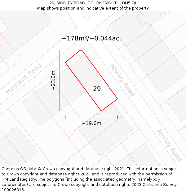 29, MORLEY ROAD, BOURNEMOUTH, BH5 2JL: Plot and title map