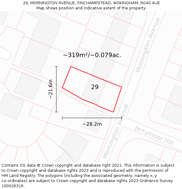 29, MORNINGTON AVENUE, FINCHAMPSTEAD, WOKINGHAM, RG40 4UE: Plot and title map